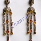 Vintage Look ! 1.90 Ctw Rose Cut Diamond 92.5% Silver Multicolor Stone Earring