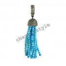 Vintage Look Handmade 2.30 Ctw RoseCut Diamond .925 Silver Tassel Pendant