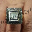 Antique/Victorian INSP 1.50Ct Rose Cut/Polky Diamond 925 Silver Pave Ring CSJ209