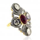 Vintage Repro. Handmade 1.80Ct Rose Cut/Polky Diamond 92.5% Silver Ring @CSJ179