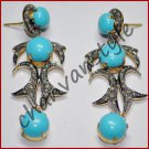 Vintage Inspire 1.30Ct Rose Cut Diamond Silver Turquoise Earring @ Ebay CSJ 429