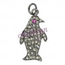 Vintage Reproduction Rose Cut Diamond Sterling Silver Ruby Pave Pendant @CSJ6417