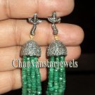 Vintage/Antique Look Rose Cut Diamond 92.5% Silver Emerald Tassel Earring @CSJ70