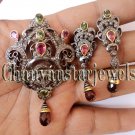 Victorian Look 4.25 Ctw Rose Cut Diamond .925 Silver Pendant Set With Free Gift