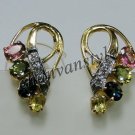 Vintage Inspire 0.18 Ct Rose Cut Diamond 925 Silver MulticolorStone Fine Earring