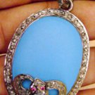 Vintage Handmade 1.20C Rose Cut Diamond Sterling Silver Turquoise Pendant @CSJ62