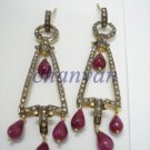 Vintage/Victorian Inspire 1.56Ct Rose Cut Diamond Silver Ruby Earring @CSJ 433