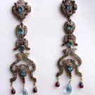 Vintage Look 1.80 Ctw Rose Cut Diamond Silver Topaz/Ruby Antique Look Earring