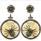 Vintage INSP Deco Handmade Rose Cut Diamond 925 Silver Women Earring CSJ406