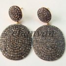 Vintage INS Handmade 6.50Ct Rose Cut Diamond Sterling Silver Dangle Pave Earring