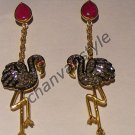 Victorian Style 1.55 Ct Rose Cut Diamond .925 Sterling Silver Ruby Earring
