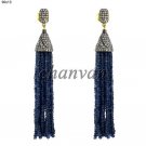 Vintage/Victorian Style Rose Cut Diamond Sterling Silver Sapphire Tassel Earring