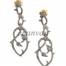 New Vintage Reproduction 6.10 Ct Rose Cut Diamond 925 Silver Earring @ebay344