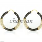 Stylish Vintage Antique Look Rose Cut Diamond 925 Silver Pearl Hoop Earring