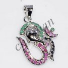 Antique/Vintage Reproduction Handmade Sterling Silver Multicolor Stone Pendant