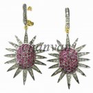 Estate Antique Look 2.20Ct Rose Cut Diamond 925 Oxidised Silver Earring CSJ371