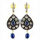 Vintage Look 1.20Ct Rose Cut Diamond Sterling Silver Polky Dangle Earring CSJ091