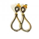 Pave Victorian Look Rose Cut Round Diamond Sterling Silver Polky Earring @C50517