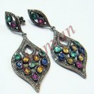 Vintage INSP 3.00Ct Rose Cut Diamond 925 Silver MulticolorStone Earring @CSJ 558
