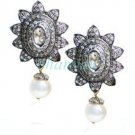 vintage Style!! 3.80Ct Rose Cut Polki Diamond Sterling Silver Pearl Earring @CSJ