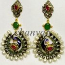Birthday Gift Rose Cut Diamond 925 Silver Wedding Peacock Earring CS2217