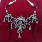 Victorian Look Rose Cut Diamond Sterling Silver Wedding Necklace Jewelry 661