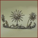 Pave Vintage Repro. Tiara Royal Rose Cut Round Diamond 925 Silver Crown CSJ2117