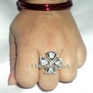 Vintage Reproduction UnCut Polky Diamond Sterling Silver Antique Wedding Ring CS