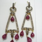 Estate Victorian Inspire 1.5Ct Rose Cut Diamond 925 Silver Ruby Earring CSJ2011