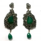 Vintage Antique Look 2.80Ct Rose Cut Diamond 925 Silver Emerald Earring CS180417