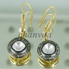 Vintage/Antique Style 1.08Ct Rose Cut/Polky Diamond 92.5% Silver Pave Earring CS
