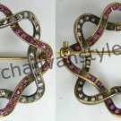Victorian/Antique Look Handmade 0.80Ct Rose Cut Diamond .925 Silver Ruby Brooch