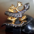 Pave Antique INSP Handmade Rose Cut Diamond Sterling Silver Lizard Ring CSJ1911