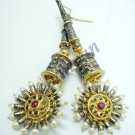 Vintage Reproduction Handmade Rose Cut Diamond 925 Silver Fine Earring CSJ508