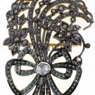 Wedding Vintage Victorian Look Rose Cut Diamond 925 Silver Brooch & Pin CSJ609