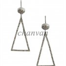 Antique Vintage Artisan Rose Cut Diamond 925 Sterling Silver Dangle Earring