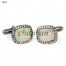 Vintage Style Deco 1.0CT Natural Rose Cut Diamond 925 Silver Opal Cufflinks @CSJ