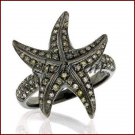 Star Victorian/Vintage Inspire Handcraft Rose Cut Diamond Sterling Silver Ring