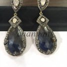 Polki 1.81Ct Rose Cut Diamond 925 Sterling Silver Sapphire Earrings CSJ180417
