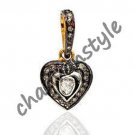 Heart Shape Victorian Inspire 0.5Ct Rose Cut/Polki Diamond Silver Pendant 180417