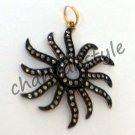 Edwardian Victorian Look Sunburst 1.25Ct Rose Cut Diamond 925 Silver Pendant CSJ