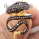 Antique Vintage Style Snake 1.25Ct Rose Cut Diamond 925 Sterling Silver Ring CSJ