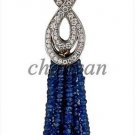 Vintage/Antique Inspire Rose Cut Diamond Silver Sapphire Tassel Pendant 180417