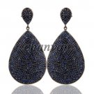 Vintage/Antique Look Handmade Diamond Cut Sapphire 925 Silver Earring @180417
