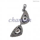 Vintage 2.20 Ct Rose Cut/Polky Diamond Sterling Silver Art Deco Pendant