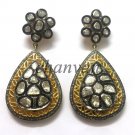 Vintage Look Handmade 2.77Ct Rose Cut Polki Diamond Silver Earring Jewelry CSJ22