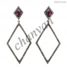 Sterling Silver Antique Look Rose Cut Diamond Pave Earring Jewelry @CSJ120517