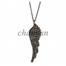 Nice !! Vintage/Antique Handmade Rose Cut Diamond 92.5% Silver Pave Wing Pendant