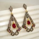 Pave Vintage INSP Handmade Rose Cut Diamond 925 Silver Dangle Earring CSJ4104