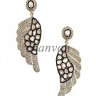 Vintage/Antique 5.40 Ct Polky Rose Cut Diamond Sterling Silver Deco Wing Earring